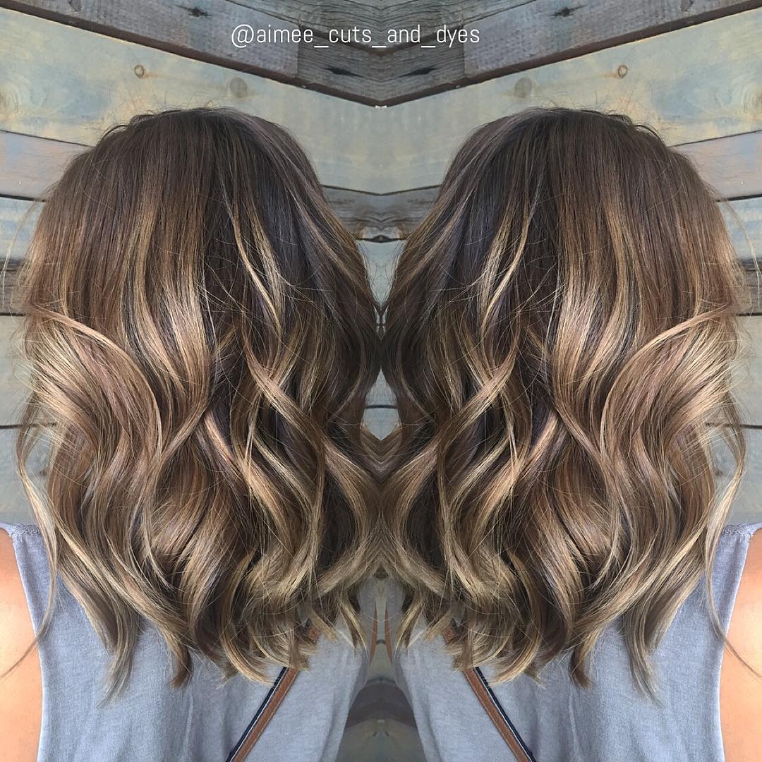 Ash Brown Balayage Wavy Hair