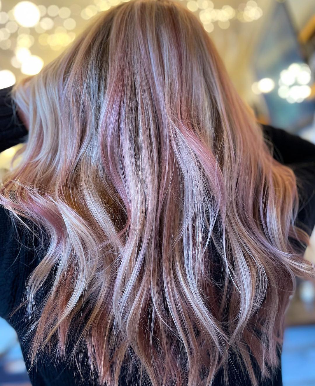 Icy Pink Hairstyle for Long Thin Hair
