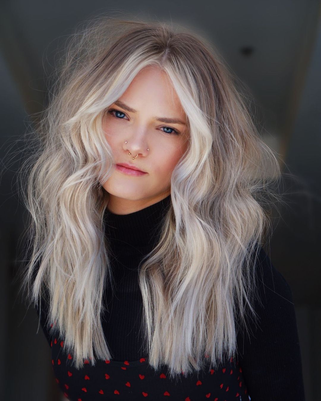 Long Choppy Layers and Icy Blonde Highlights