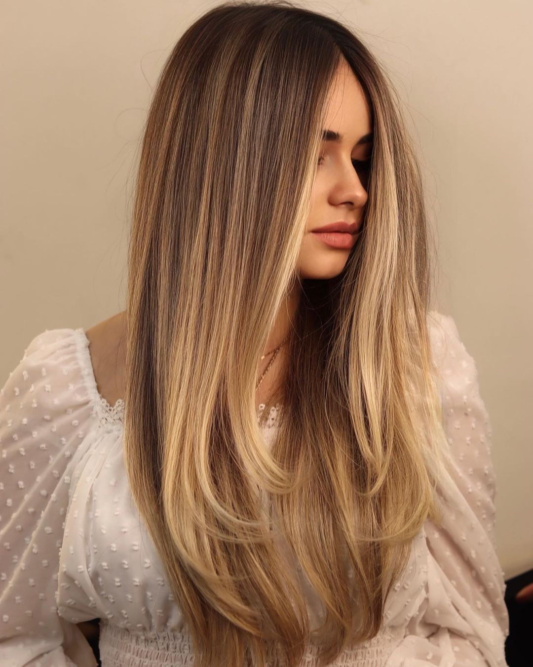 Long Layered Haircut with Blended Highlights