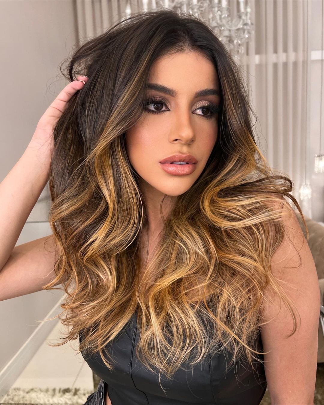 Mid Shaft Highlights on Long Curly Hair