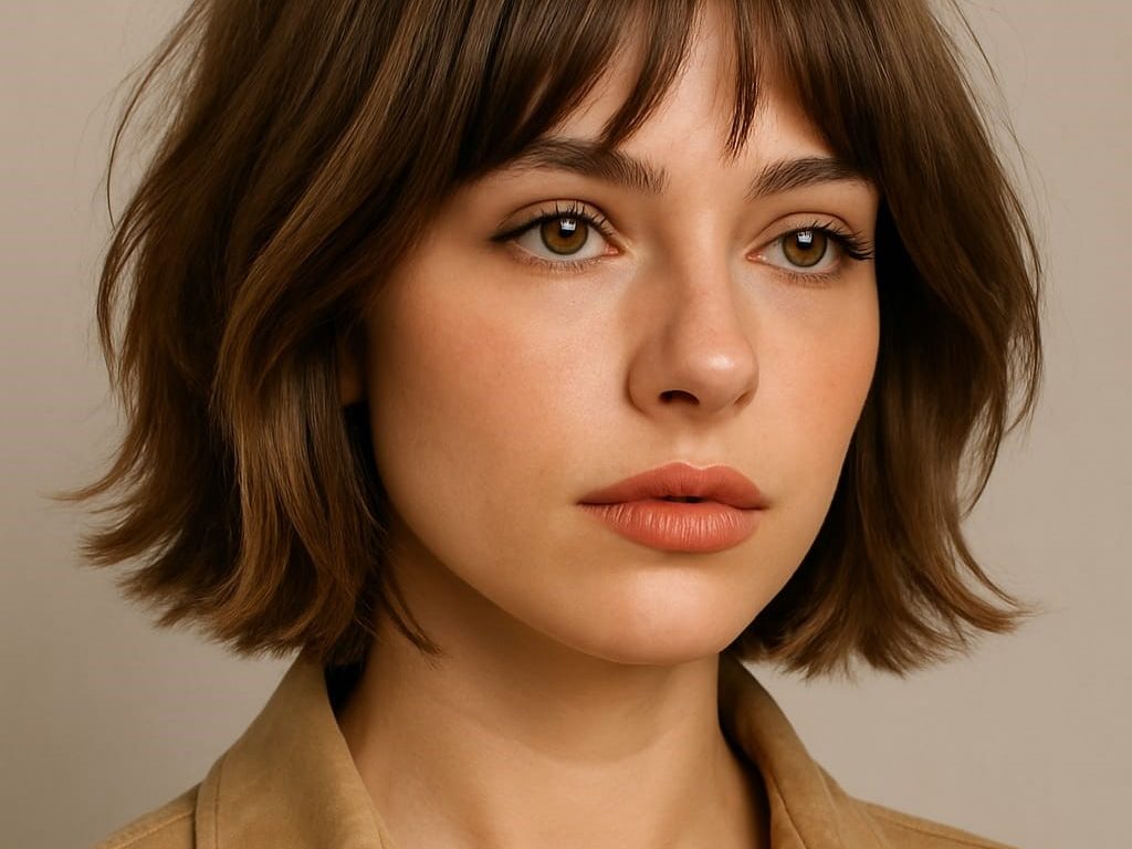 A girl with cowgirl bob hair