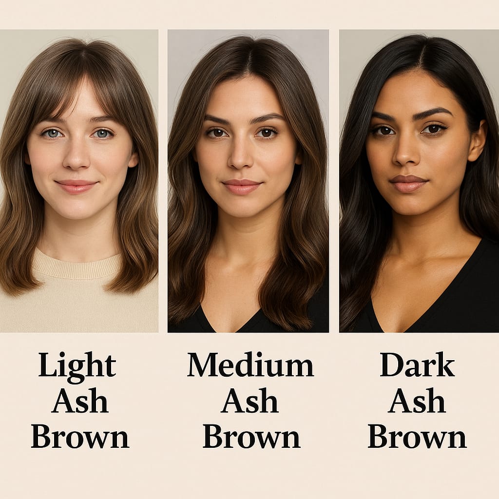 Comparison of ash brown shades