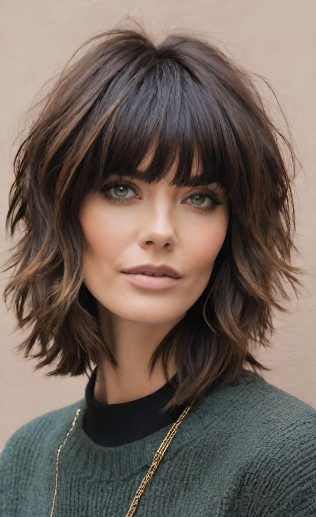 girl in shag haircut with fringe