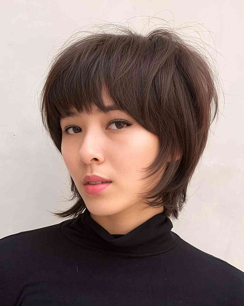 Woman with short bixie cut