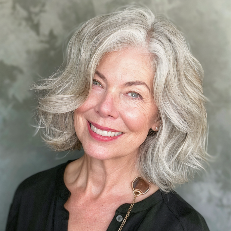 old lady with textured bob