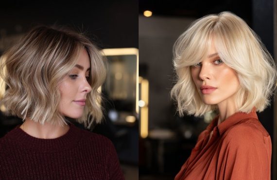 Two women in bob hairstyles